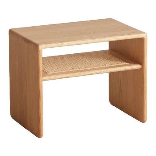 Japanese 2 Layers Coffee Table Solid Wood Vine Weaving Room