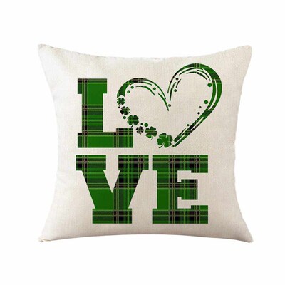 St. Patricks D Pillow New Plaid Clover Plant Pillow Sofa Pi
