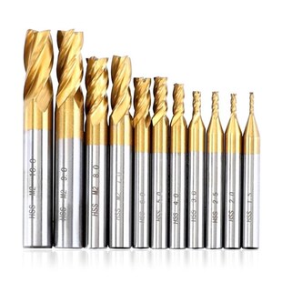 11x/Set 1.5-10mm Milling Cutter Set 4 Flutes Straight Shank