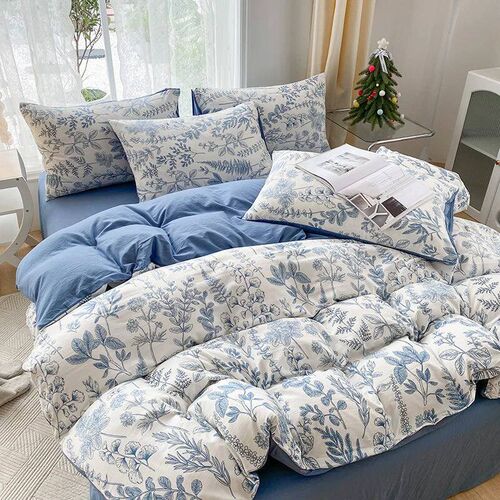 3-piece cartoon heart-shaped plant floral print set, a duvet