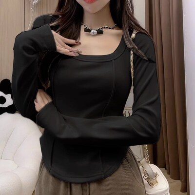 Dralon Long Sleeve Tshirt Women 2025 Autumn Winter Warm Flee
