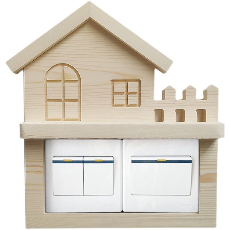 原木开关贴装饰墙贴家用插座面板遮挡盖装饰框遮挡插座保护创意