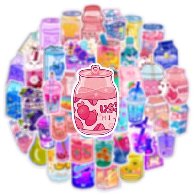 50PCS Cute Drink Aesthetic Stickers Cartoon Decal Scrapbook