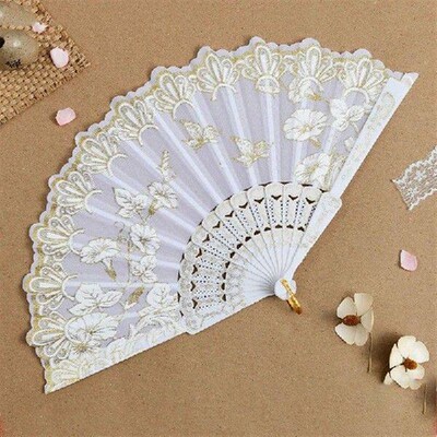 Ancient Style Lace Folding Fan Portable Chinese Dance