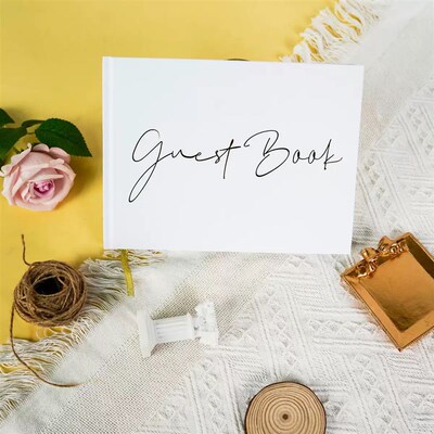 Personalized Wedding Guest Book Flower Design Line Inner Pag