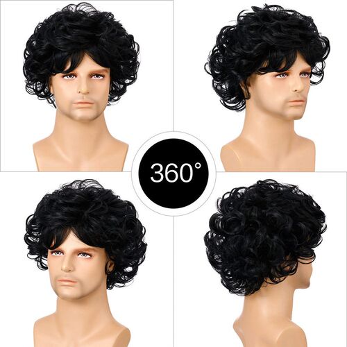 Wig Short Hair Flush Chemical Fiber Short Curly Wig Hood Men