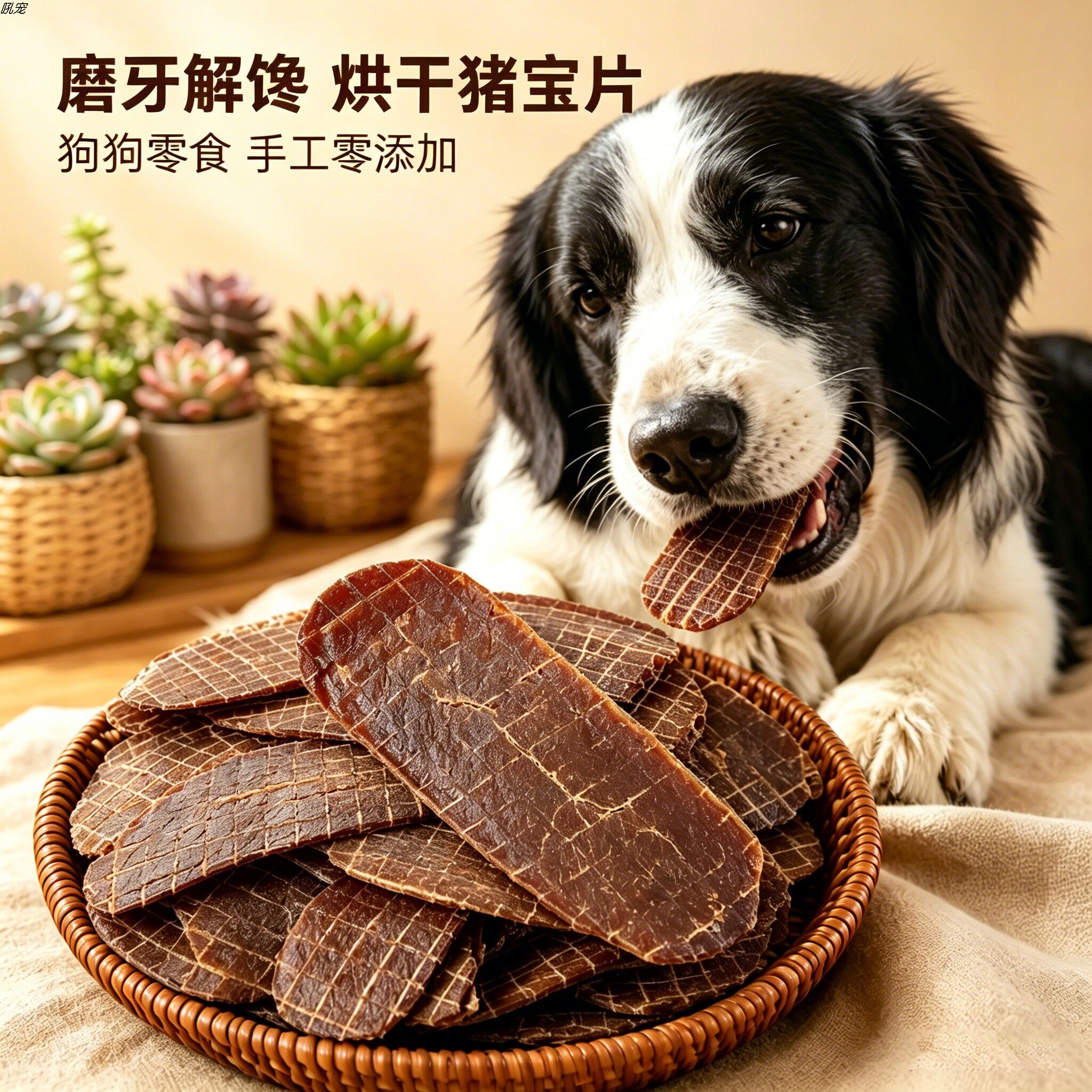 边牧专用狗狗零食猪蛋蛋磨牙棒小狗猪宝片狗磨牙冻干宠物换牙期用