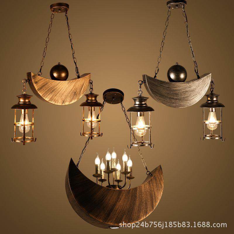 loft复古月亮装饰吊灯工业风客厅餐厅咖啡酒吧服装店网咖灯具,家装灯饰光源,智能吊灯,淘宝优惠券,粉丝福利购,淘宝优惠卷