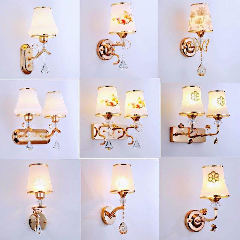 酒店工程壁灯床头灯金色水晶LED创意灯饰过道楼梯卧室墙壁灯