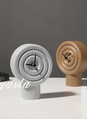 简约现代棒棒糖时钟表儿童房间摆件样板间座钟台钟电视柜软装饰品