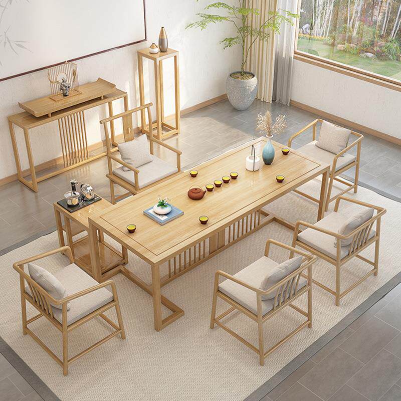 中式实木茶桌办公室接待桌子家用客厅禅意茶桌椅组合茶几全实木