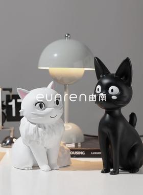 创意树脂猫咪动物摆件家居饰品现代简约北欧风客厅台面装饰品礼品