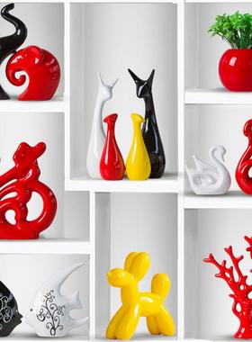 现代简约创意天鹅摆件家居装饰品客厅酒柜电视柜陶瓷器摆设小摆件