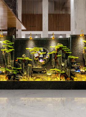 水幕墙流水屏风隔断酒店公司阳台假山喷泉风水轮摆件庭院户外装饰