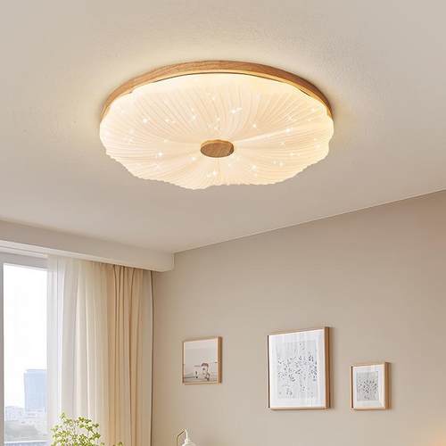 奶油风原木卧室吸顶灯贝壳侘寂风温馨阳台过道书房儿童房led灯具