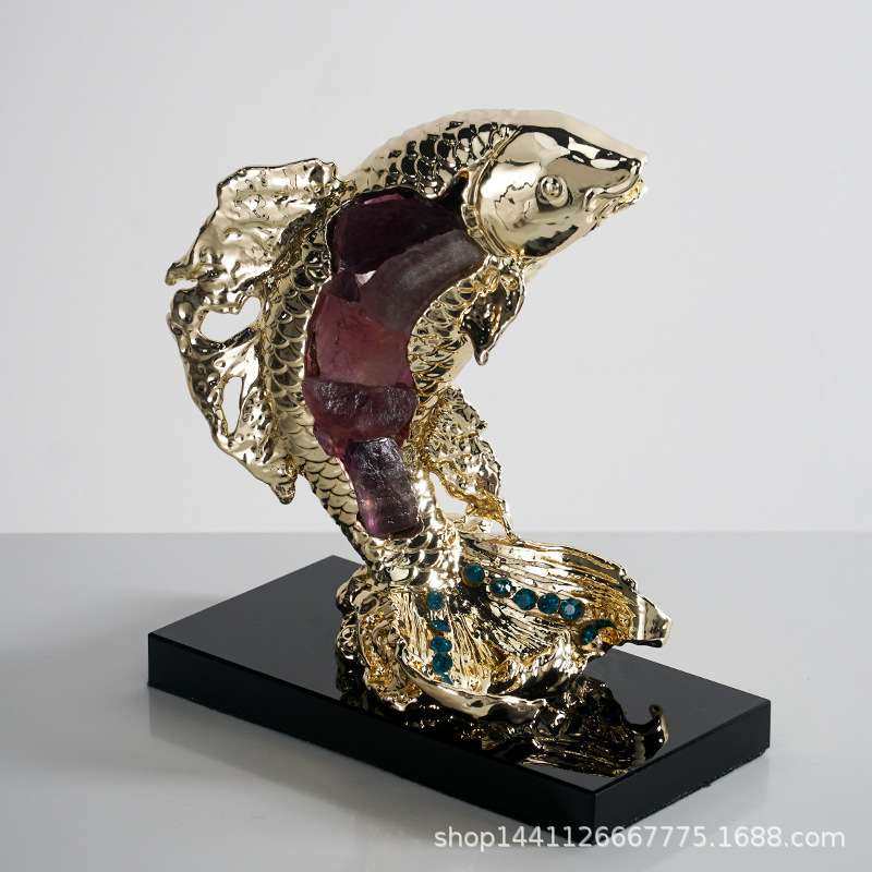 合金创意紫水晶石工艺品客厅玄关电视柜摆件年年有余鲤鱼装饰品,3C数码配件,其它配件,淘宝优惠券,粉丝福利购,淘宝优惠卷