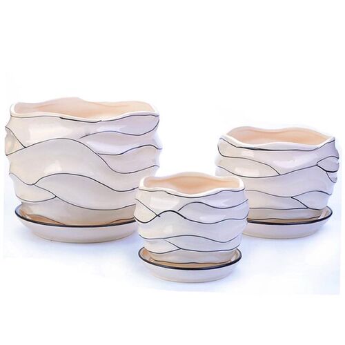 flowerpot ceramic simple large indoor plant pot with tray