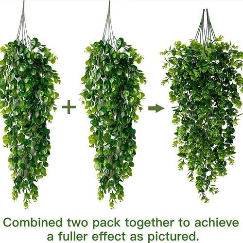 2PCS Artificial Hanging Plants Faux Eucalyptus Leaf Greenery