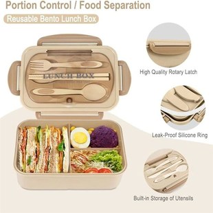 Lunch Box with Tableware for Office Workers Square Divided M