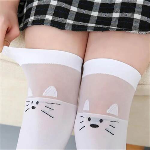 Summer Spring White school student girls over the knee high