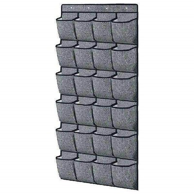24 Pockets Over The Door Hanging Shelf Rack with 4 Hooks