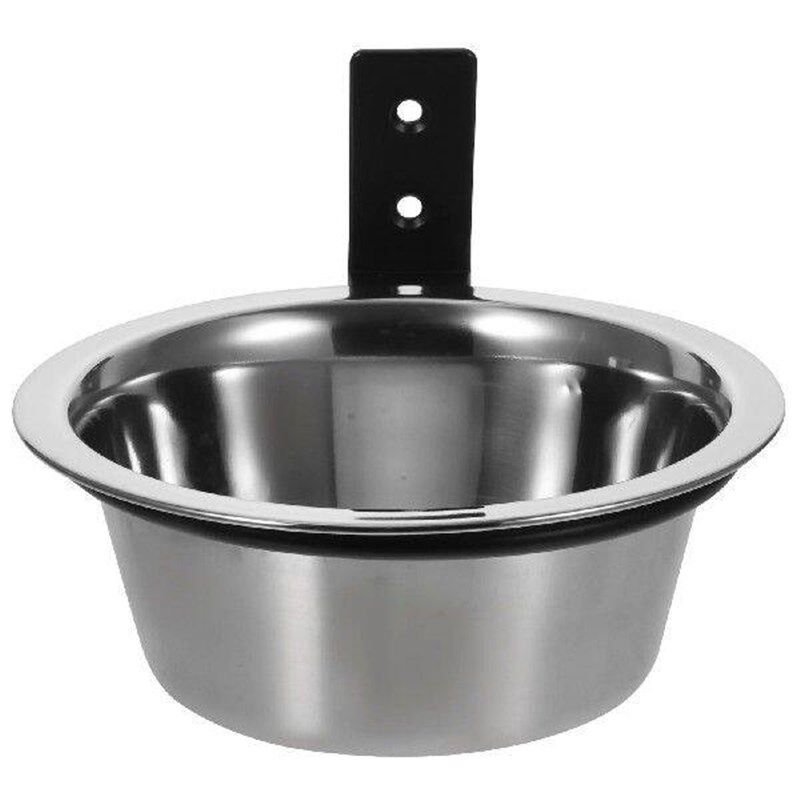 Dog Bowl Mounted Elevated Cages Anti Spill Water Stainless - 实物图