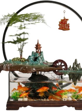 招财假山流水喷泉摆件创意鱼缸生财循环水办公室桌面乔迁开业礼品