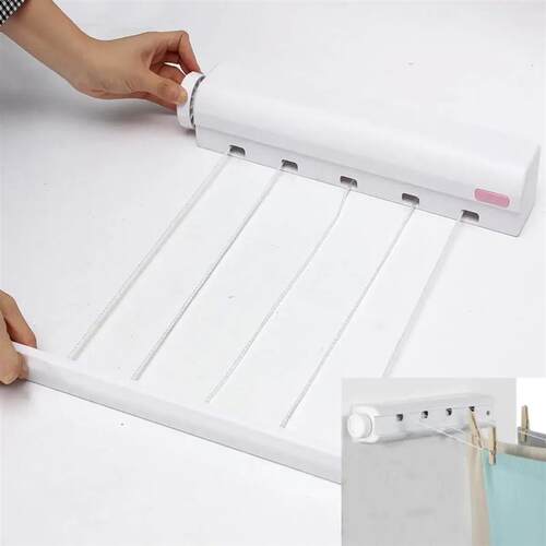 5 Line Retractable Clothes Airer Washing Line Laundry Wall M