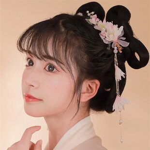 2pcs Pink Flower Hair Clips Chinese Hanfu Hair Accessrories