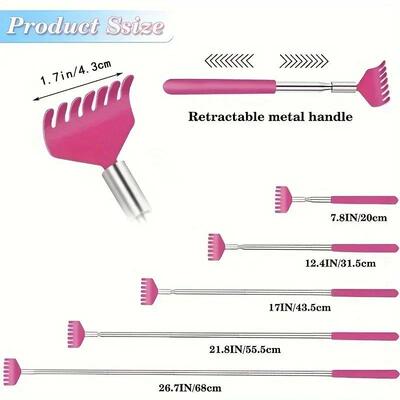 1 Pack Portable Extendable Back Scratcher Stainless Steel Te