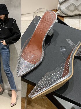 High heeled sandals thin heeled womens shoes crystal shoes