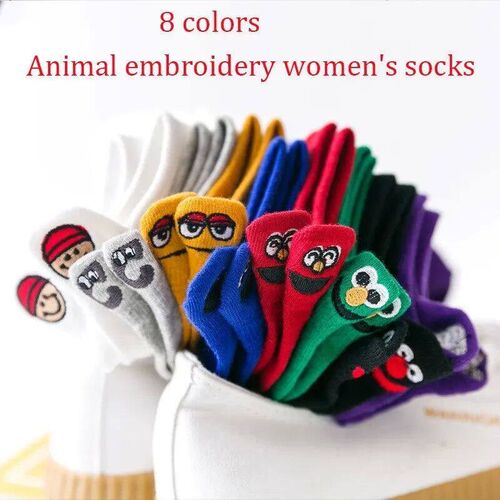 5 Pairs New Style Couple Polyester Mid Calf Length Socks Pre
