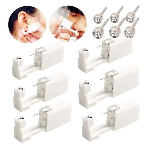 6PCS Sterile Disposable Ear Piercing Guns Kit Safety Earring