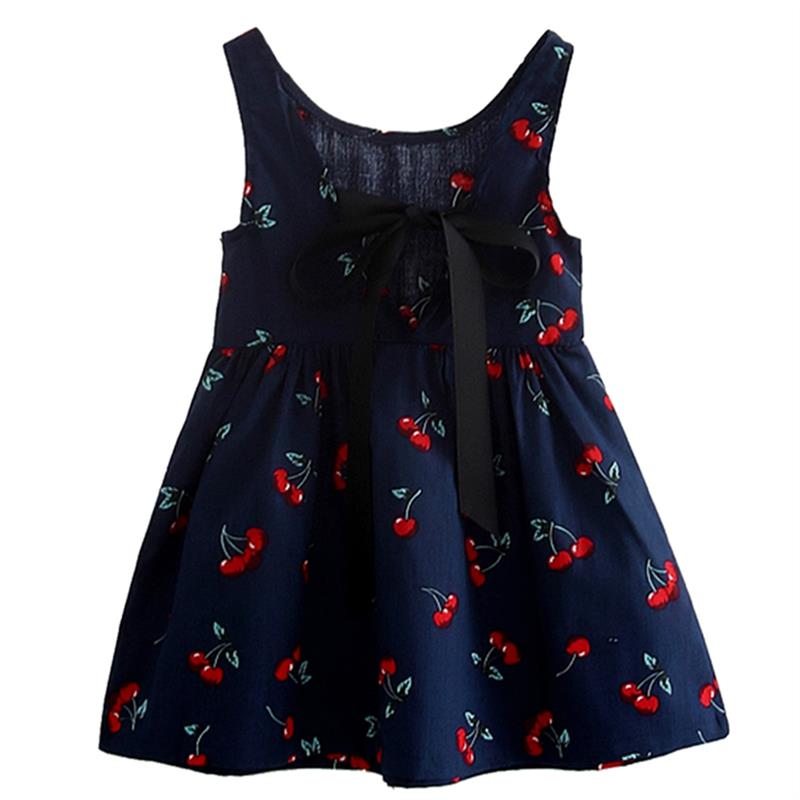 Girls Summer Dresses Kids Cotton O-neck Short Sleeeve Cherry图片