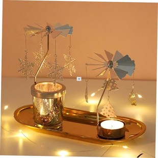 Gold Metal Candlestick Merry Christmas Table Decor For Home