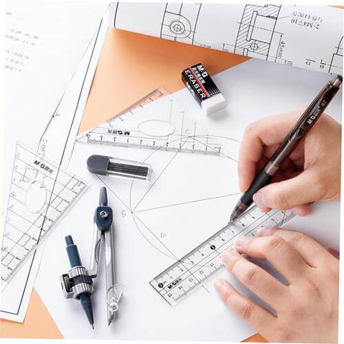 8 Pcs/Set Compass Ruler Set Protractor Drawing Triangle Era1