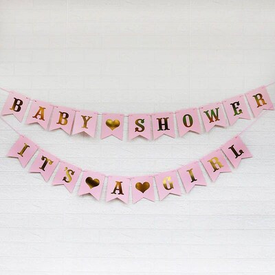 Pink Decoration Banner Happy Birthday Banner Baby Shower Bir