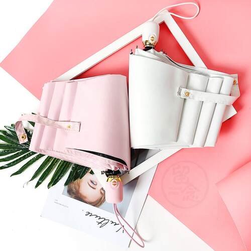 。Small fresh automatic umbrella simple solid color black gl