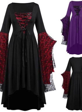 Kostum Cosplay Halloween Antik Gaun Gotik Vampir Penyihir Ga