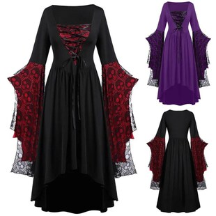 Kostum Cosplay Halloween Antik Gaun Gotik Vampir Penyihir Ga