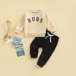 0-3Y Baby Boys Autumn Clothes Set Kids Letter Print Long Sle