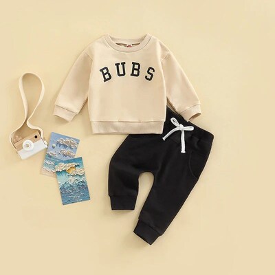0-3Y Baby Boys Autumn Clothes Set Kids Letter Print Long Sle