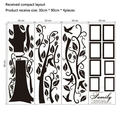 Large 250*180cm/99*71in Black 3D DIY Photo ree PVC Wall Deca
