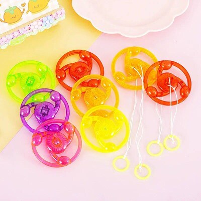 6 Pcs Fun Hand Pulled LED Light Up Flywheel Toys Childrens