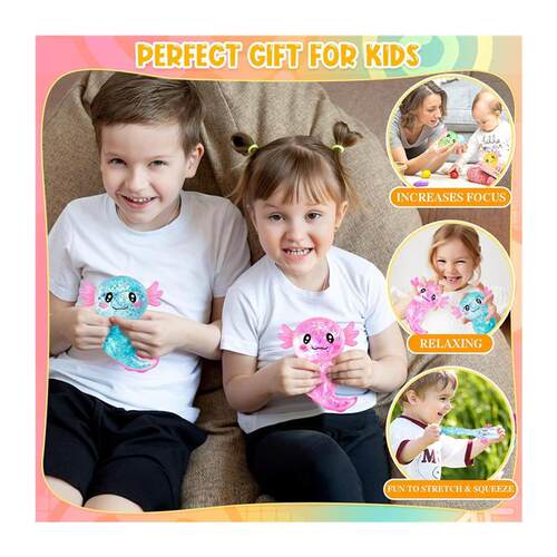 4PCS Glitter Stress Relief Axolotl Toy Malt Sugar Filled蝾螈