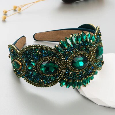 Bohemia Handmade Vintage  Crystal Rhinestones Headband Flowe