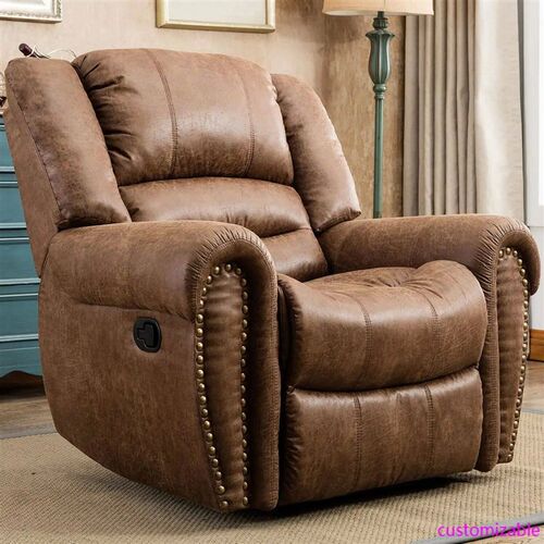 Leather Recliner Chair, Classic and Traditional Manual Recli