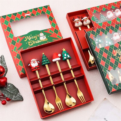Merry Christmas spork Spoon set coffee spoon Fruit fork gift
