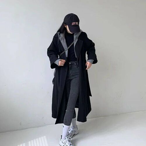 Small Korean Version of College Style, High-end Black Woolen