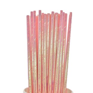 Iridescent Disposable Drinking Party Paper Straws Biodegrada